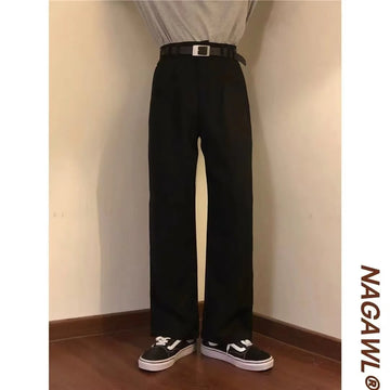 Riolio Retro Japanese Sle y Straight Leg Pants Men's Women's Caramel Brown Draped Casual Loose Summer Long Trousers Trendy B...